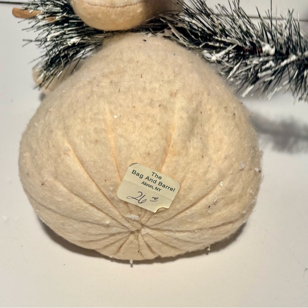 Handmade Primitive Felt Snowman w/ Bottle Brush Tree – Rustic Christmas Decor - Picture 4 of 4